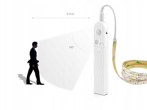 TAŚMA LED CZUJNIK RUCHU NA BATERIE + USB DO SZAFY MEBLI POD ŁÓŻKO na Arena.pl