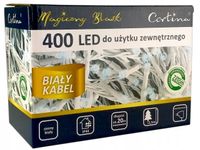 LAMPKI CHOINKOWE 400 LED BIAŁY KABEL NA CHOINKĘ BIAŁE 21,5M IP44