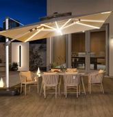 Parasol ogrodowy duży 3,5x3,5m Solar Led Obrotowy z daszkiem składany