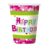 kubeczki papierowe "happy birthday róż.",270ml/6sz