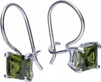 Srebrne kolczyki 925 z zielonymi cyrkoniami 1,20g ponadczasowe prezent