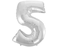 BALON FOLIOWY CYFRA 5 SREBRNA 92 CM GODAN