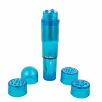 easytoys pocket rocket blue - kompaktowy masażer intymny z 4 nasadkami