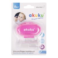 AKUKU Szczoteczka do zębów dla niemowląt na palec w etui różowym (a0265)