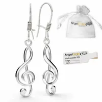 KOLCZYKI NUTKI KLUCZ WIOLINOWY SREBRO 925 NUTA