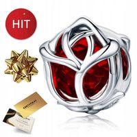 SREBRNY CHARMS ZAWIESZKA CZERWONA RÓŻA 925 KORALIK BEADS BRANSOLETKA