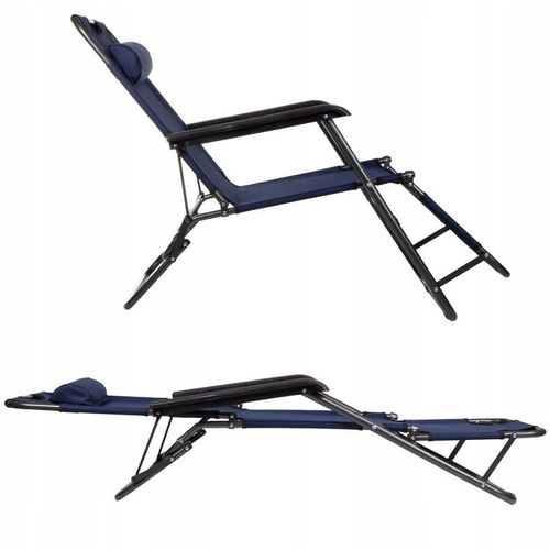 LEŻAK ogrodowy fotel plażowy tarasowy składany 3 pozycyjny granatowy leżank na Arena.pl