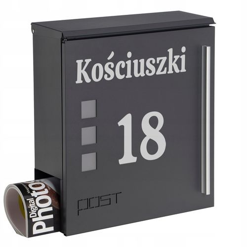 Skrzynka Pocztowa Na Listy Z Nazwą Ulicy Numerem Domu Napisem Antracyt na Arena.pl