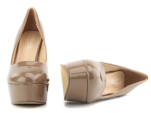 Kawowe beżowe szpilki na platformie 36 na Arena.pl