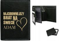 Eleganckie portfele własny napis SKÓRA z grawerem