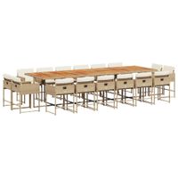 17-cz. zestaw mebli ogrodowych z poduszkami, beż, polirattan