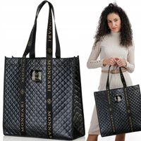 TORBA NA ZAKUPY Czarna MONNARI Duża POJEMNA A4 WODOODPORNA do pracy