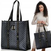 TORBA NA ZAKUPY Czarna MONNARI Duża POJEMNA A4 WODOODPORNA do pracy