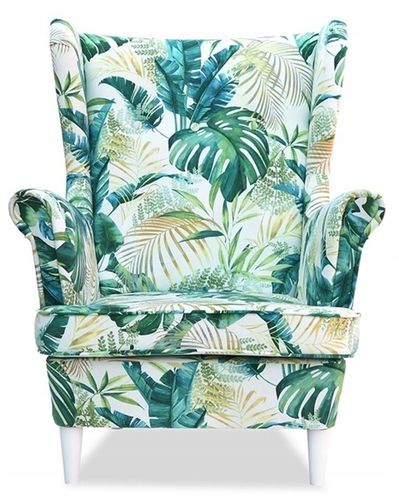 Fotel uszak ARI PRINT z podnóżkiem skandynawski Family Meble wzorzysty na Arena.pl