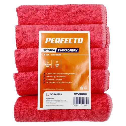 Ścierka z mikrofibry 30x30cm Perfecto 5szt czerwon na Arena.pl