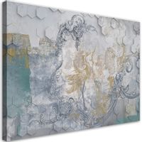 Emaga Obraz na płótnie, Szare ptaki na geometrycznym tle - 60x40