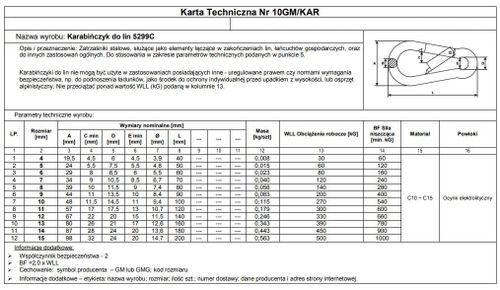 KARABIŃCZYK DO LIN DIN 5299C 14*180MM na Arena.pl