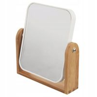 Lusterko kosmetyczne dwustronne powiększające bambusowe stojak