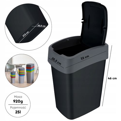 Curver Kosz Na Śmieci Odpady Pojemnik 25L Czarny na Arena.pl