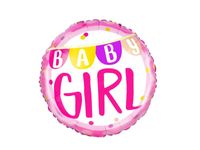Balon foliowy, „Baby Girl”, różowy, 45 cm (18 cali) [balon z helem]