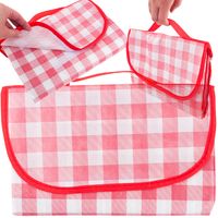 Duży Koc Piknikowy Turystyczny Plażowy Wodoodporny Mata Czerwona Krata