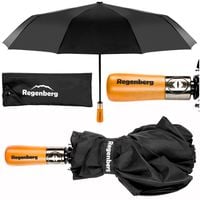 Duży czarny składany parasol REGENBERG