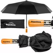 Duży czarny składany parasol REGENBERG