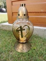 znicz znicze bursztynowe SERCE KRZYŻ ZŁOTY Wkład lampion serce z krzyż