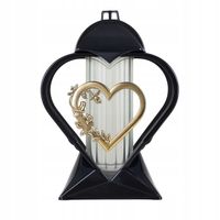 Znicz Serce Czarny Szklany Lampion Nagrobny Dekoracyjny