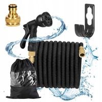 WĄŻ OGRODOWY ELASTYCZNY ROZCIĄGLIWY 15 m ZŁĄCZKI PISTOLET Uchwyt