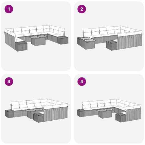 Zestaw Sof Ogrodowych 11 elementów z Poduszkami Szary Poly Rattan na Arena.pl