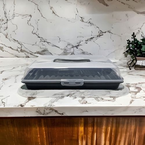 Pojemnik na ciasto 45cm wypieki pudełko box do przenoszenia uchwyt pokrywa na Arena.pl