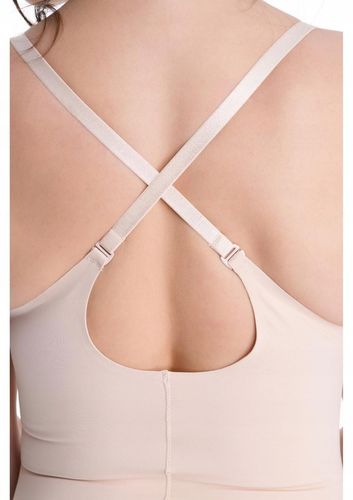 Julimex Beżowe wyszczuplające body pod biust z siateczką XXL na Arena.pl