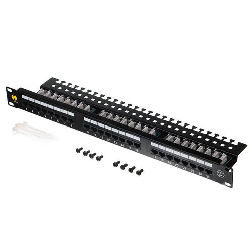 Patch panel 19'' Netrack 24-porty kat. 5e UTP, z półką na Arena.pl