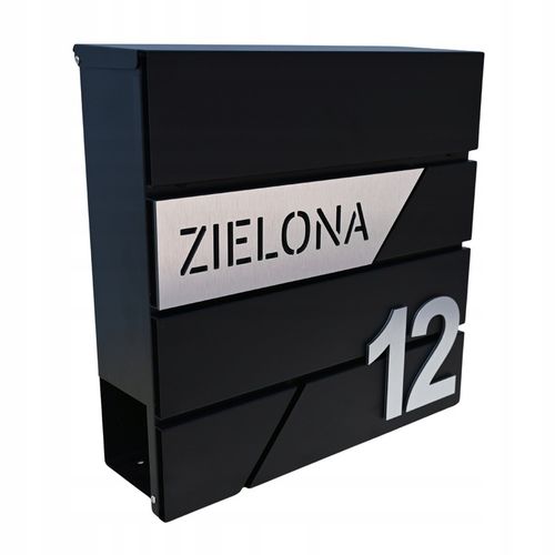 SKRZYNKA POCZTOWA NA LISTY Z ADRESEM NUMER DOMU WZORY DUŻA CZARNA RAL na Arena.pl