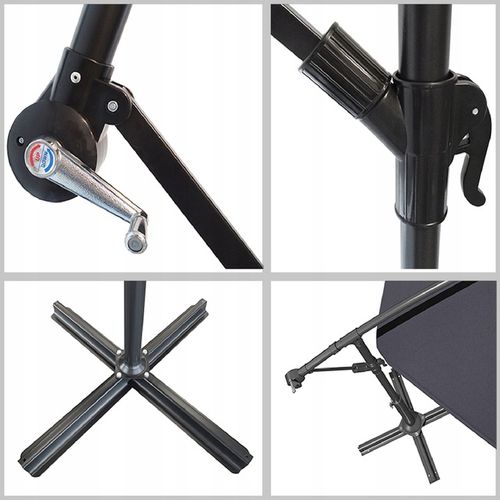 PARASOL ogrodowy DUŻY SKŁADANY SOLIDNY z WYSIĘGNIKIEM i FALBANĄ + POKROWIEC na Arena.pl