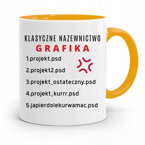 Kubek Żółty Dla Grafika Nazewnictwo Grafika Z Nadrukiem Ze Zdjęciem na Arena.pl