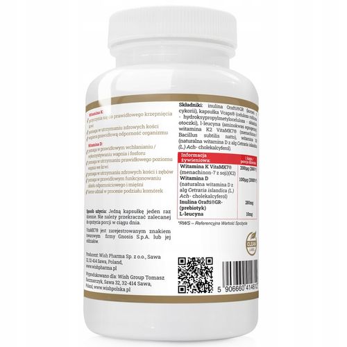 WITAMINA K2 VitaMK7 200µg + D3 4000IU Wegan 120kap na Arena.pl
