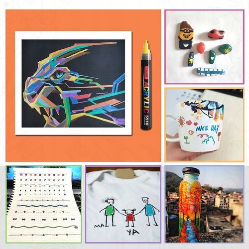 MARKERY AKRYLOWE ZESTAW 36 SZT Pisaki Flamastry Mazaki WODOODPORNE Z FARBĄ na Arena.pl