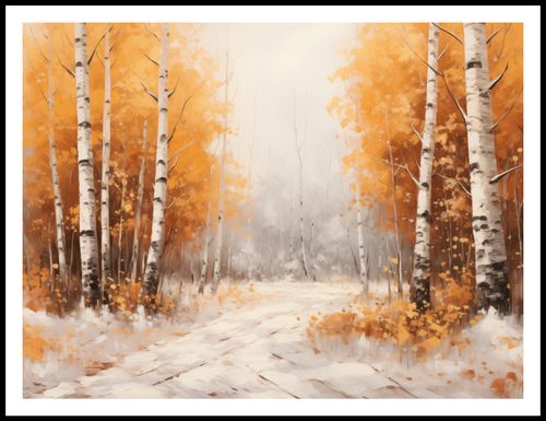 Plakat 100x75cm Jesienne Brzozy na Arena.pl
