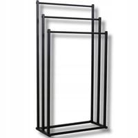 Stojak Czarny Metalowy Wieszak na Ręczniki Stojący Łazienkowy Mocny M