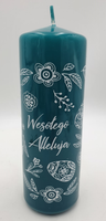 świeca walec  wl70200wa wesołego alleluja niebieska b29
