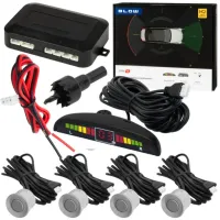 4X CZUJNIKI COFANIA PARKOWANIA WYŚWIETLACZ ZESTAW PRZÓD TYŁ SREBRNE