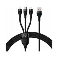 Kabel przewód 3w1 USB do USB-C / iPhone Lightning / micro USB 1.2m - czarny