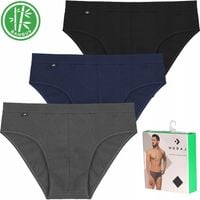 SLIPY MĘSKIE MAJTKI BAMBUSOWE GŁADKIE MORAJ KOLOROWE 3 SZT ZESTAW - L