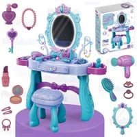 DUŻA TOALETKA ŚWIATEŁKA TABORET LUSTERKO AKCESORIA