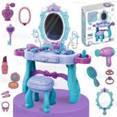 DUŻA TOALETKA ŚWIATEŁKA TABORET LUSTERKO AKCESORIA