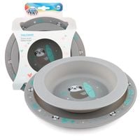 CANPOL Zestaw naczyń, obiadowy dla dzieci talerzyk + miseczka szary