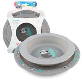 CANPOL Zestaw naczyń, obiadowy dla dzieci talerzyk + miseczka szary