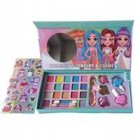 ZESTAW DO MAKIJAŻU DLA DZIECI JEDNOROŻEC NAKLEJKI BRANSOLETKA LAKIER LED